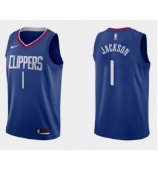 Men Los Angeles Clippers 1 Reggie Jackson Royal Icon Edition Stitched Basketball Jersey