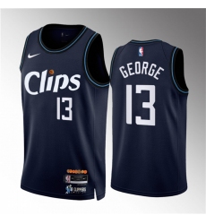 Men Los Angeles Clippers 13 Paul George Navy 2023 24 City Edition Stitched Jersey