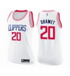 Womens Los Angeles Clippers 20 Landry Shamet Swingman White Pink Fashion Basketball Jersey 