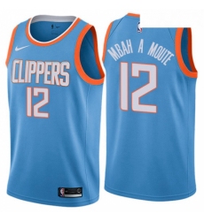 Womens Nike Los Angeles Clippers 12 Luc Mbah a Moute Swingman Blue NBA Jersey City Edition 