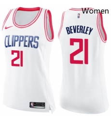 Womens Nike Los Angeles Clippers 21 Patrick Beverley Swingman WhitePink Fashion NBA Jersey 