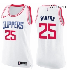 Womens Nike Los Angeles Clippers 25 Austin Rivers Swingman WhitePink Fashion NBA Jersey