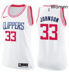 Womens Nike Los Angeles Clippers 33 Wesley Johnson Swingman WhitePink Fashion NBA Jersey