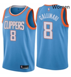 Womens Nike Los Angeles Clippers 8 Danilo Gallinari Swingman Blue NBA Jersey City Edition 