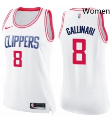 Womens Nike Los Angeles Clippers 8 Danilo Gallinari Swingman WhitePink Fashion NBA Jersey 