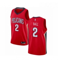 Mens New Orleans Pelicans 2 Lonzo Ball Authentic Red Basketball Jersey Statement Edition 