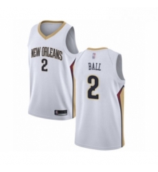 Mens New Orleans Pelicans 2 Lonzo Ball Authentic White Basketball Jersey Association Edition 