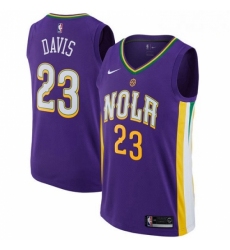 Mens Nike New Orleans Pelicans 23 Anthony Davis Authentic Purple NBA Jersey City Edition