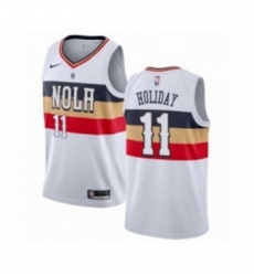 Womens Nike New Orleans Pelicans 11 Jrue Holiday White Swingman Jersey Earned Edition