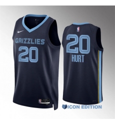 Men Memphis Grizzlies 20 Matthew Hurt Navy Icon Edition Stitched Jersey
