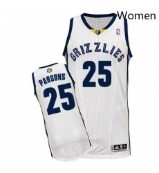 Womens Adidas Memphis Grizzlies 25 Chandler Parsons Authentic White Home NBA Jersey 