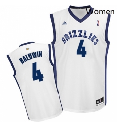 Womens Adidas Memphis Grizzlies 4 Wade Baldwin Swingman White Home NBA Jersey 