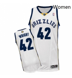 Womens Adidas Memphis Grizzlies 42 Lorenzen Wright Authentic White Home NBA Jersey