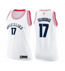 Womens Memphis Grizzlies 17 Jonas Valanciunas Swingman White Pink Fashion Basketball Jersey 