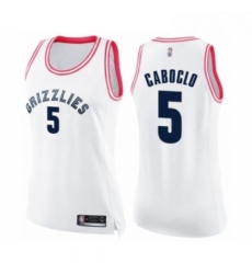 Womens Memphis Grizzlies 5 Bruno Caboclo Swingman White Pink Fashion Basketball Jersey 