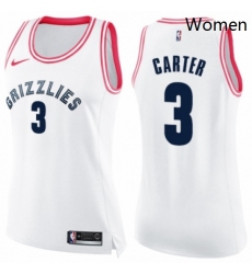 Womens Nike Memphis Grizzlies 3 Jevon Carter Swingman WhitePink Fashion NBA Jersey 