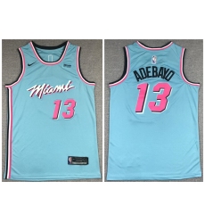 Men Miami Heat 13 Bam Adebayo Light Blue Nike City Edition Swingman Jersey