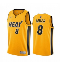Men Miami Heat 8 Trevor Ariza Yellow NBA Swingman 2020 21 Earned Edition Jersey