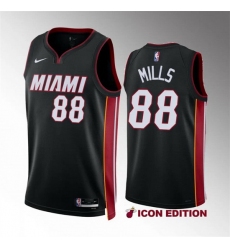 Men Miami Heat 88 Patrick Mills Black Icon Edition Stitched Basketball Jersey
