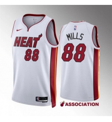 Men Miami Heat 88 Patrick Mills White Association Edition Stitched Basketball Jersey