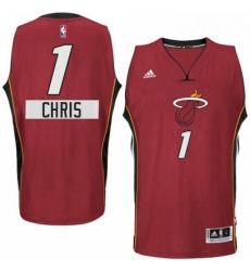 Mens Adidas Miami Heat 1 Chris Bosh Authentic Red 2014 15 Christmas Day NBA Jersey