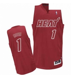 Mens Adidas Miami Heat 1 Chris Bosh Authentic Red Big Color Fashion NBA Jersey