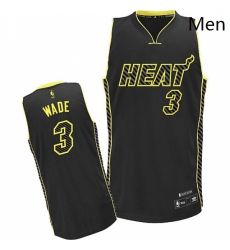 Mens Adidas Miami Heat 3 Dwyane Wade Authentic Black Electricity Fashion NBA Jersey