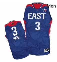 Mens Adidas Miami Heat 3 Dwyane Wade Authentic Blue 2013 All Star NBA Jersey
