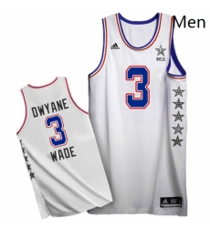 Mens Adidas Miami Heat 3 Dwyane Wade Authentic White 2015 All Star NBA Jersey