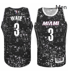 Mens Adidas Miami Heat 3 Dwyane Wade Swingman Black City Light NBA Jersey