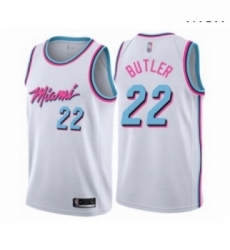 Mens Miami Heat 22 Jimmy Butler Authentic White Basketball Jersey City Edition 