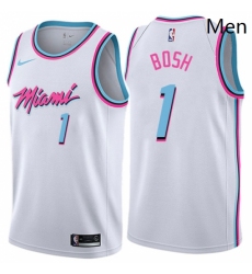 Mens Nike Miami Heat 1 Chris Bosh Swingman White NBA Jersey City Edition
