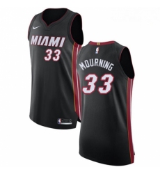 Mens Nike Miami Heat 33 Alonzo Mourning Authentic Black Road NBA Jersey Icon Edition