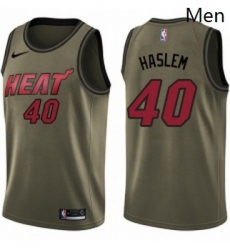 Mens Nike Miami Heat 40 Udonis Haslem Swingman Green Salute to Service NBA Jersey