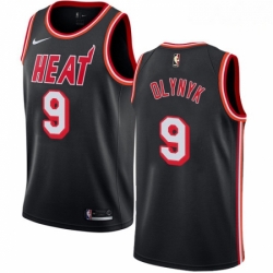 Mens Nike Miami Heat 9 Kelly Olynyk Authentic Black Black Fashion Hardwood Classics NBA Jersey 
