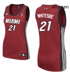 Womens Adidas Miami Heat 21 Hassan Whiteside Authentic Red Alternate NBA Jersey