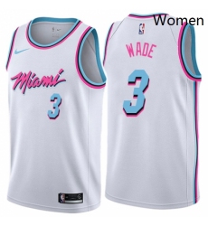 Womens Nike Miami Heat 3 Dwyane Wade Swingman White NBA Jersey City Edition