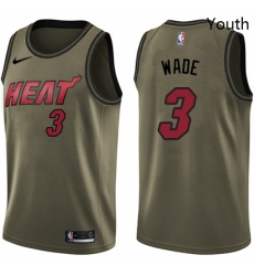 Youth Nike Miami Heat 3 Dwyane Wade Swingman Green Salute to Service NBA Jersey