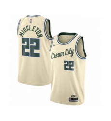 Bucks 22 Khris Middleton Cream Basketball Swingman City Edition 2019 20 Jersey