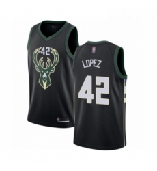 Mens Milwaukee Bucks 42 Robin Lopez Authentic Black Basketball Jersey Statement Edition 