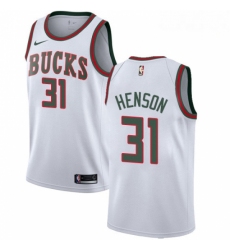 Mens Nike Milwaukee Bucks 31 John Henson Authentic White Fashion Hardwood Classics NBA Jersey 