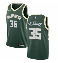 Mens Nike Milwaukee Bucks 35 Mirza Teletovic Swingman Green Road NBA Jersey Icon Edition