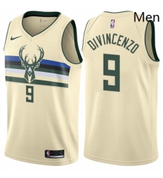 Mens Nike Milwaukee Bucks 9 Donte DiVincenzo Swingman Cream NBA Jersey City Edition 