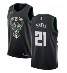 Womens Adidas Milwaukee Bucks 21 Tony Snell Authentic Black Alternate NBA Jersey Statement Edition 