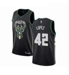 Womens Milwaukee Bucks 42 Robin Lopez Swingman Black Basketball Jersey Statement Edition 