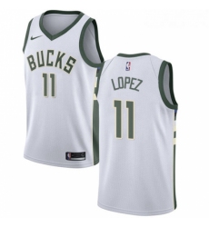 Womens Nike Milwaukee Bucks 11 Brook Lopez Swingman White NBA Jersey Association Edition 