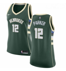 Womens Nike Milwaukee Bucks 12 Jabari Parker Authentic Green Road NBA Jersey Icon Edition