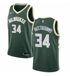 Youth Nike Milwaukee Bucks 34 Giannis Antetokounmpo Swingman Green Road NBA Jersey Icon Edition