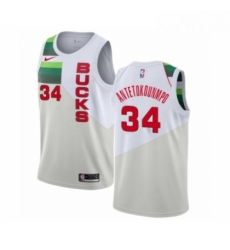 Youth Nike Milwaukee Bucks 34 Giannis Antetokounmpo White Swingman Jersey Earned Edition