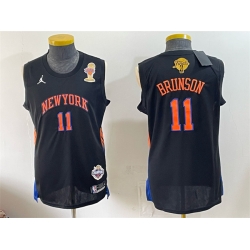 Men New Yok Knicks  11 Jalen Brunson Black 2026 Finals Champions Patch Statement Edition Stitched Jersey